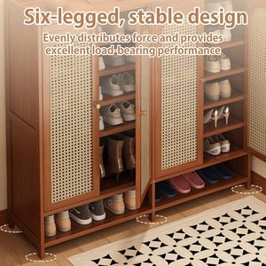 SENYU Modern <b>Wooden</b> Shoe <b>Rack</b> with 6 Shelves Dustproof <b>Storage</b> Cabinet for Entryway Home Furniture Freestanding Design - Product Image 5
