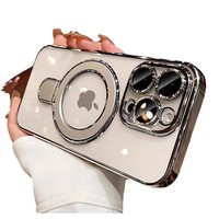 Nouvelle coque de téléphone personnalisée de luxe en TPU électroplaqué transparente antichoc avec support pour téléphone portable