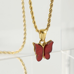 ZOGXIN Butterfly Necklace Gold Chain Red Pendant Women's Everyday Wear - Product Image 2