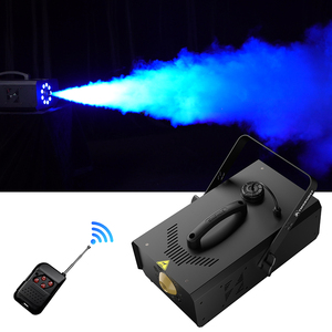 SHEHDS 1500W RGB LED Fog Machine 9x3W <b>Lights</b> DMX & Remote Control Fog Effect Machine for Stage Shows Weddings - Product Image 1