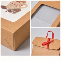 Sac cadeau de luxe personnalisé en papier kraft avec fenêtre, ruban rouge et nœud papillon pour biscuits faits main, pâtisserie USA