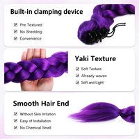 Queue de cheval tressée Rumi Purple 50 cm avec pince à griffes en cheveux synthétiques résistants à la chaleur, sans colle, pour cosplay