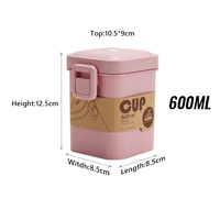 Bol à soupe chaud en fibre de blé écologique avec couvercle pot à micro-ondes tasse en plastique avec couvercle boîte d'emballage tasses à soupe