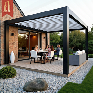 Pérgola de Aluminio con Techo de Láminas para Jardín, Exterior, 3x3, 3x4, <span class=keywords><strong>4x4</strong></span>, 6x4 Metros, Impermeable, Protección Solar para Patio, Jardín Trasero, Piscina - Product Image 1