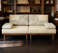 Canapé-lit convertible de style nordique avec cadre en bois massif |   Canapé modulaire en tissu patchwork pour salon