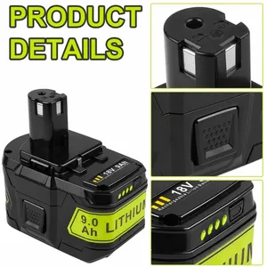 1'li Paket 9.0Ah 18V Pil, Ryobi P108 P102 P103 P104 P105 P107 P109 Dijital Piller için Yedek Parça ile Uyumlu - Product Image 6