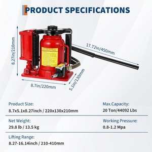 Cric hydraulique pneumatique à bouteille <span class=keywords><strong>12</strong></span>/20 tonnes, entièrement soudé, avec pompe manuelle et poignée, robuste pour voiture - Product Image 5
