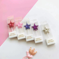 Bougie d'anniversaire en forme de diamant, cœur, étoile, bougies d'anniversaire créatives 3D, décoration de pâtisserie, étoile mignonne pour la décoration de fête d'enfants