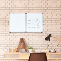 Tableau blanc pliable à quatre côtés, tableau d'écriture effaçable à sec, tableau blanc magnétique pour la classe ou l'enseignement à domicile