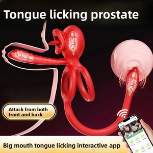 Вибрирующее кольцо для стимуляции языка с беспроводным управлением через приложение, 3 мотора, 9 частот, для интимного использования парами, мужская мастурбационная игрушка - Product Image 2