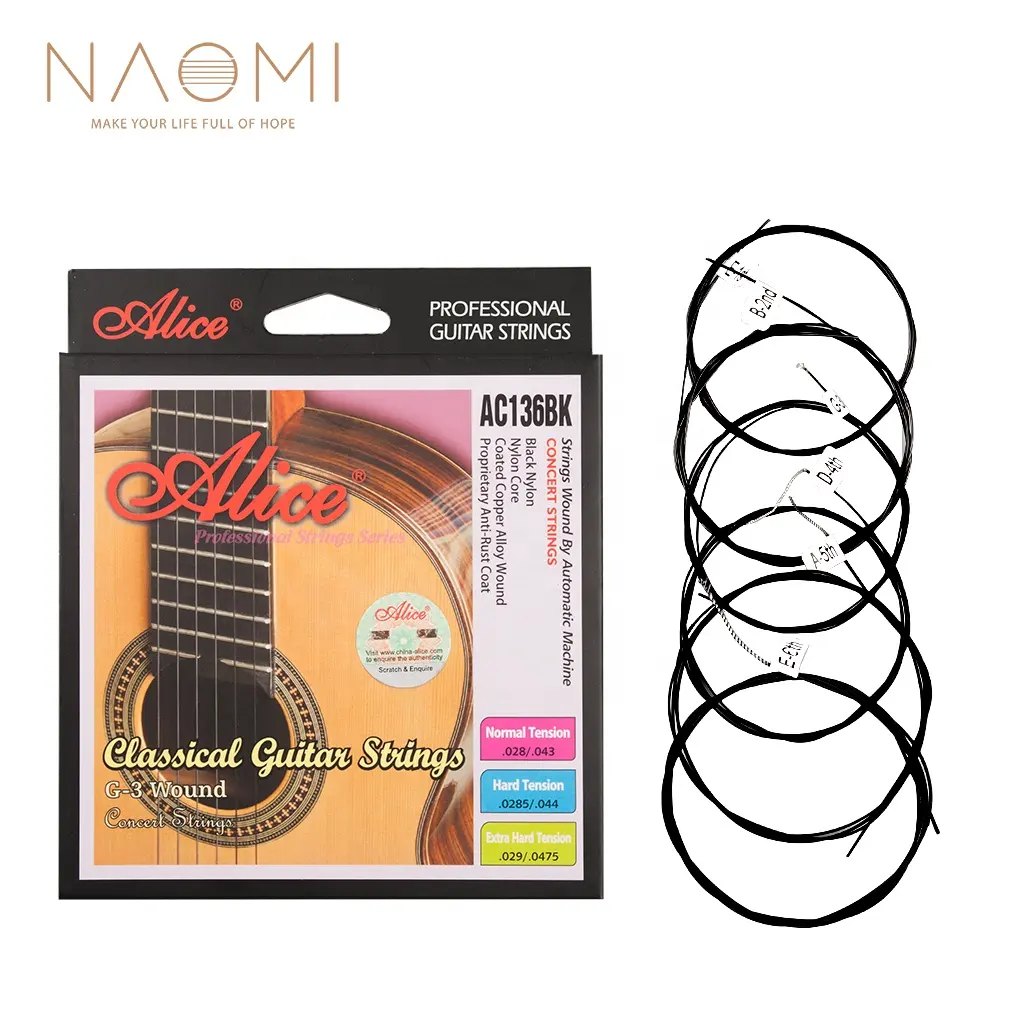 NAOMI Alice AC136BK 6 Saiten/1 Set Alice Klassische Gitarren saiten mit schwarzen Nylon gitarren teilen