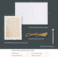 Ensemble de livres de vœux de mariage de luxe exclusif, faible MOQ, papier artistique classique vintage romantique, relief 3D, dorure à chaud, pompon fait main