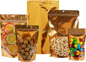 Phí<span class=keywords><strong>a</strong></span> trước cử<span class=keywords><strong>a</strong></span> sổ trong suốt nhôm lá vàng ở mặt sau đứng lên túi dây kéo túi Mylar cho thực phẩm Trà hạt gia vị bao bì - Product Image 6