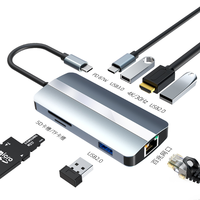 Station d'accueil Type-C 8-en-1 de haute qualité, station d'accueil USB 3.0 et hub USB haute vitesse, station d'accueil Type C pour MacBook