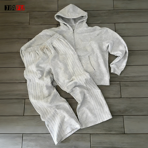 Set di Felpe con Zip Oversize e Pantaloni da Tuta Unisex di Alta Qualità, <span class=keywords><strong>Abbigliamento</strong></span> <span class=keywords><strong>Streetwear</strong></span> per Uomo, Tuta Sportiva Y2k Personalizzabile - Product Image 1