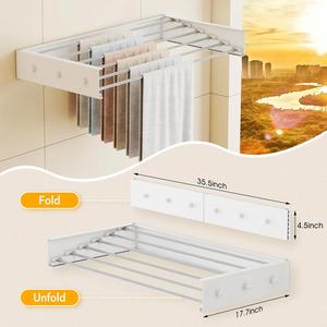 ราวตากผ้าแบบพับได้ติดผนังแบบมีกาวในตัวสำหรับห้องน้ำ - Product Image 4