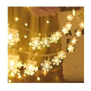 Lâmpadas de led com 20 pés e 40 lâmpadas, à bateria, operadas, para natal, floco de neve, para pátio, sala de estar, jardim e festa, para casa