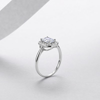 Bague en moissanite taille radiant 6A+ VVS1 couleur D, en argent sterling 925, halo 5x7mm, pour femme, mariage