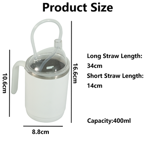 Taza de Acero Inoxidable de Grado Alimenticio y Silicona para Personas Mayores, Tapa con Pajita Antiderrames, 400 ml - Product Image 3