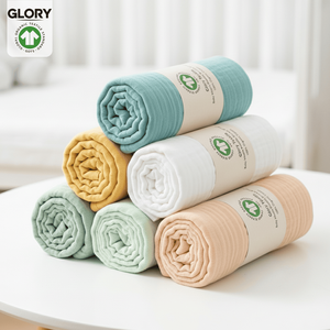 Couverture d'emmaillotage en mousseline de coton biologique GOTS double gaze pour nouveau-né, qualité boutique, emballage personnalisé - Product Image 1