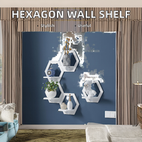 Hexagone mural TV fond cintre carré maison décorative étagère de rangement étagère pour chambre chevet Pot de fleur armoire