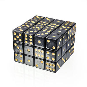 Dado Acrílico Poliédrico Personalizado Estándar Negro con Puntos Dorados de 16 mm y Esquinas Cuadradas para Juegos - Product Image 4