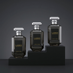 Botella de Perfume Personalizada de Lujo, 100 ml, 50 ml, 30 ml, Forma Irregular, Botella de Vidrio Negra Vacía para Perfume - Product Image 2
