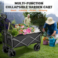 Chariot pliable robuste 330 LBS, chariot utilitaire tout-terrain pliable avec roues résistantes au sable de 7,5 pouces pour l'extérieur