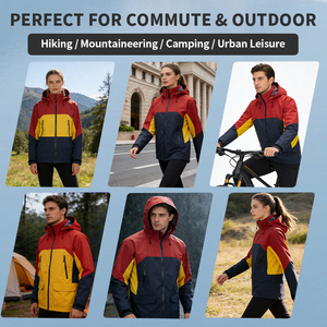 Unisex Dreischichtige Laminierte Nahtversiegelte Reißverschluss-Kapuzenjacke Atmungsaktiv Wasserdicht Softshell-Jacke für Outdoor-Klettern Wandern Stadt - Product Image 4