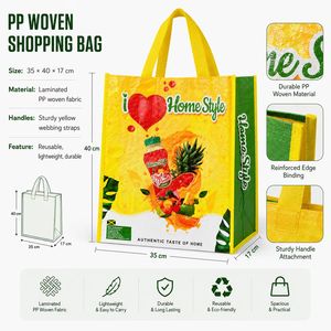 PP Woven Shopping Bags with PP Webbing Handles-Customized Pattern <b>Gift</b> & Groceries Use <b>Box</b> Packaging for Supermarkets - Product Image 5