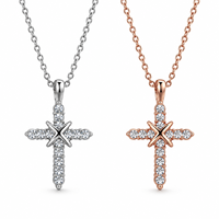 Collier croix ARNAN pour femme, design entrecroisé, pendentif entièrement pavé de zircons, plaqué multicolore, bijoux de mode, cadeaux en gros