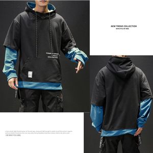 FOXA <b>Mens</b> Colorblock Hoodie Unisex <b>Pullover</b> With Pocket Breathable French Terry Sweatshirt Casual Hip Hop Top - Product Image 4