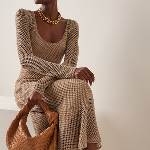 Abito estivo da donna in maglia lunga Slip-On Maxi abito in maglia con matita Sexy in tessuto <span class=keywords><strong>di</strong></span> <span class=keywords><strong>lana</strong></span> naturale a vita - Product Image 2