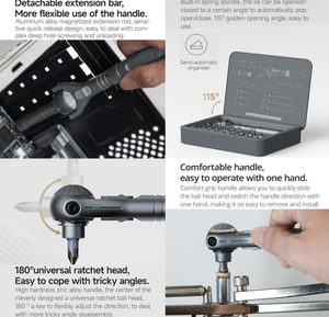 Juego de Destornilladores de Trinquete 40 en 1, Multifuncional, para Bricolaje, Uso Doméstico, Puntas Magnéticas Phillips y Planas, Cromadas - Product Image 5