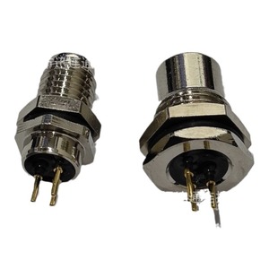 Connecteur Aviation M8 3/4 broches plaqué or étanche pour capteur, montage sur carte PCB et panneau, boîtier en cuivre - Product Image 1