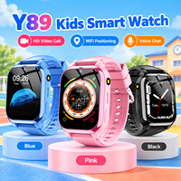 Montre connectée pour enfants Y89 4G avec bracelet en silicone carré, positionnement LBS WiFi, appel vidéo SOS, caméra, IP67, réveil