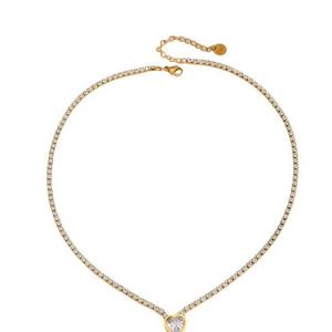 Collier en acier inoxydable et or massif 14 carats avec zircon en forme de cœur, chaîne tennis personnalisée pour femmes et filles - Product Image 5