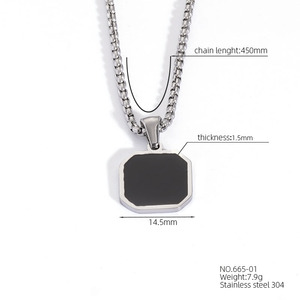 Collares de cadena cuadrados negros de acero inoxidable con efecto de goteo de aceite al por mayor para hombre - Product Image 5