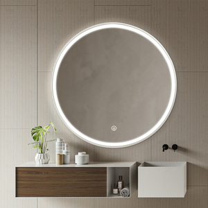 Marco de aluminio Circular LED <span class=keywords><strong>Espejo</strong></span> de <span class=keywords><strong>baño</strong></span> Maquillaje Luz LED <span class=keywords><strong>Espejo</strong></span> de pared <span class=keywords><strong>redondo</strong></span> iluminado con acabado arenado - Product Image 2