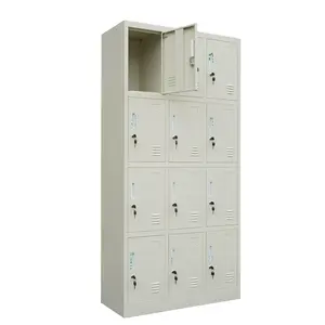 High-quality gym metal 12-door lockers company staff lockers for sale supermarket small compartment lockers with lock