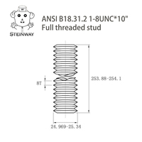 Fashion DIN976 ASME SA193 B8 Stud Bolt SA194 8 Thread Rod Bolts A2-70 Threaded DIN975 Stainless Steel 304 Gi Din 975
