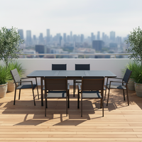 Ensemble de table et de chaises extensibles en aluminium moderne résistant aux intempéries pour jardin, salon et salle à manger
