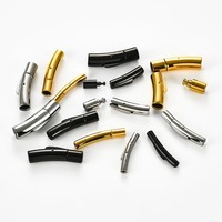Fermoirs baïonnette incurvés en acier inoxydable 2/3/4/5/6MM, embouts de cordon en cuir à clipser pour bracelets, colliers, boucles et fabrication de bijoux