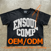 T-shirt ample et carré personnalisé pour homme, 100 % coton, col rond, coupe ajustée, 260 g, broderie dessinée à la main, design court, écologique