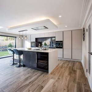 Étagère murale de cuisine laquée contemporaine haute brillance Rangement de cuisine avec siège Armoire avec <span class=keywords><strong>porte</strong></span> en verre - Product Image 2