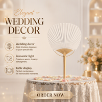 FAREA Éventail en papier de bambou blanc vierge, écologique, de style chinois, avec technique de sculpture, pour décoration de mariage et fêtes