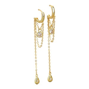 Boucles <span class=keywords><strong>d</strong></span>'oreilles manchette en forme de cœur avec pompon, style long, design indie, effet amincissant pour le visage, <span class=keywords><strong>bijoux</strong></span> tendance - Product Image 5