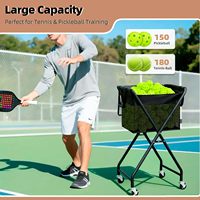 Sac pliable pour balles de tennis et de pickleball, capacité de 150 balles de pickleball ou 180 balles de tennis, chariot de transport portable avec roues