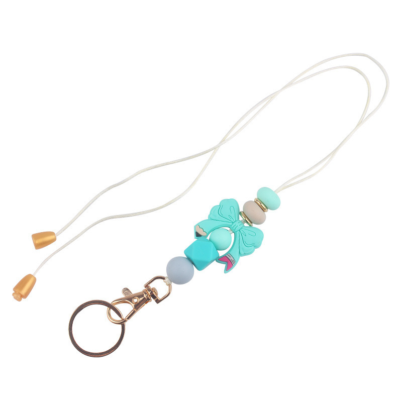 Fashion Silicone Beads Key Ring Chain Cycle Wristlet Keychain Bracelet