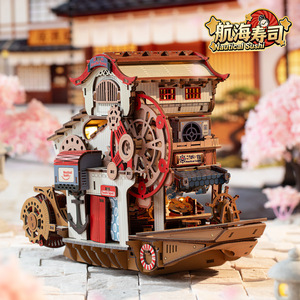 โมเดลจิ๋วซูชิเรือเดินสมุทร Jiate รุ่น MX006 ของเล่นประกอบเอง ขนาด 1:18 ฉากสถาปัตยกรรมไม้ - Product Image 4